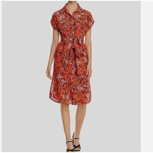 Yumi Kim Signature Silk Shirt Dress Westfield Coral Print - Size 2
